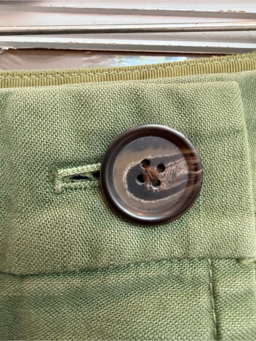 J. Crew Y2K Olive Army Green Cotton Twill Button Front Mini Skirt Size 00 XXS - Picture 6 of 11